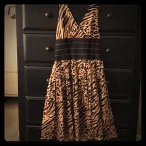 Animal print halter Kay Unger dress